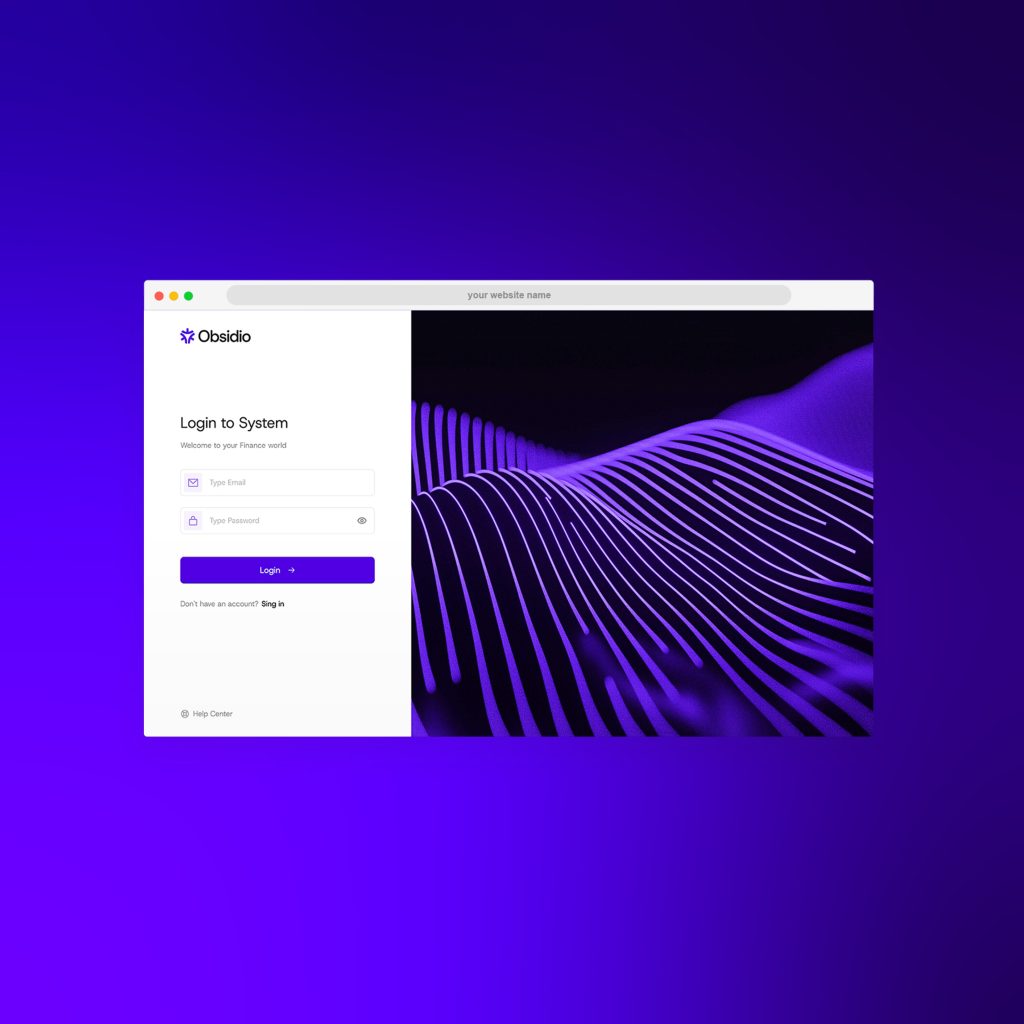 Obsidio platform login page preview