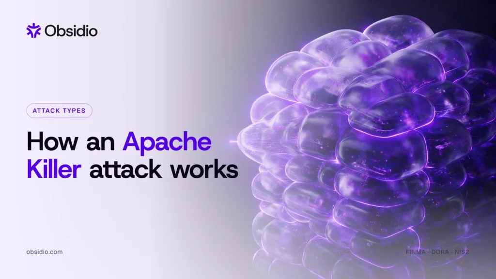 A tiny sliver of input ballooning into a huge stack of swollen memory blocks, illustrating the memory amplification behind Apache Killer