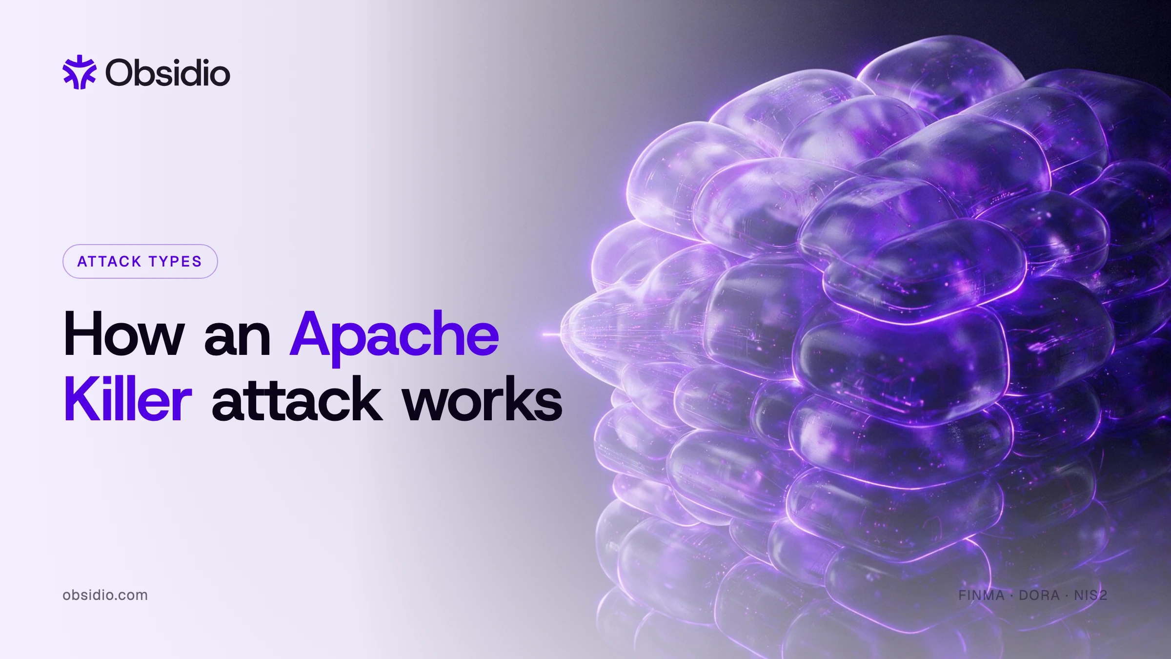A tiny sliver of input ballooning into a huge stack of swollen memory blocks, illustrating the memory amplification behind Apache Killer