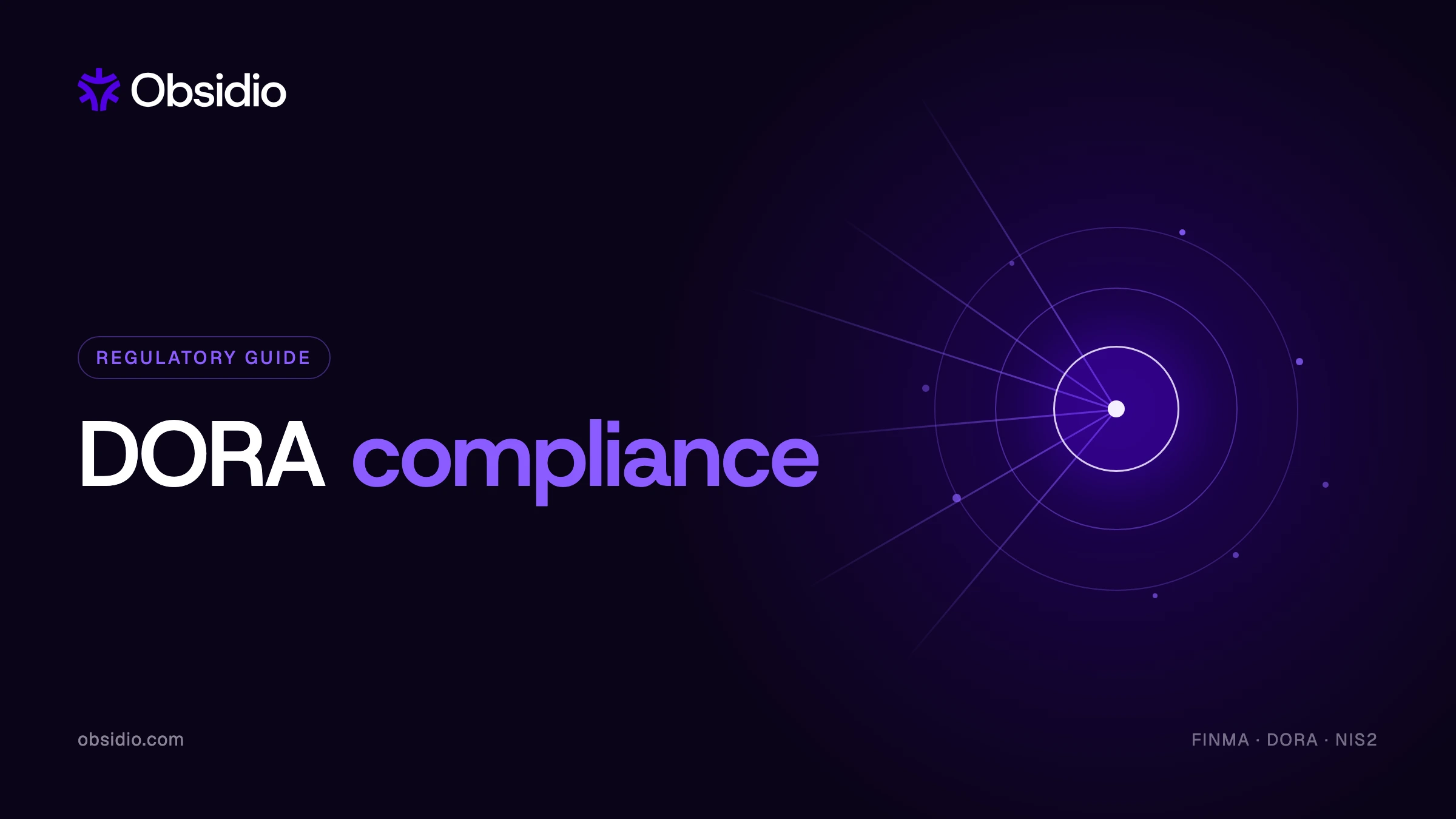Obsidio banner: DORA compliance — radar ring motif on dark background