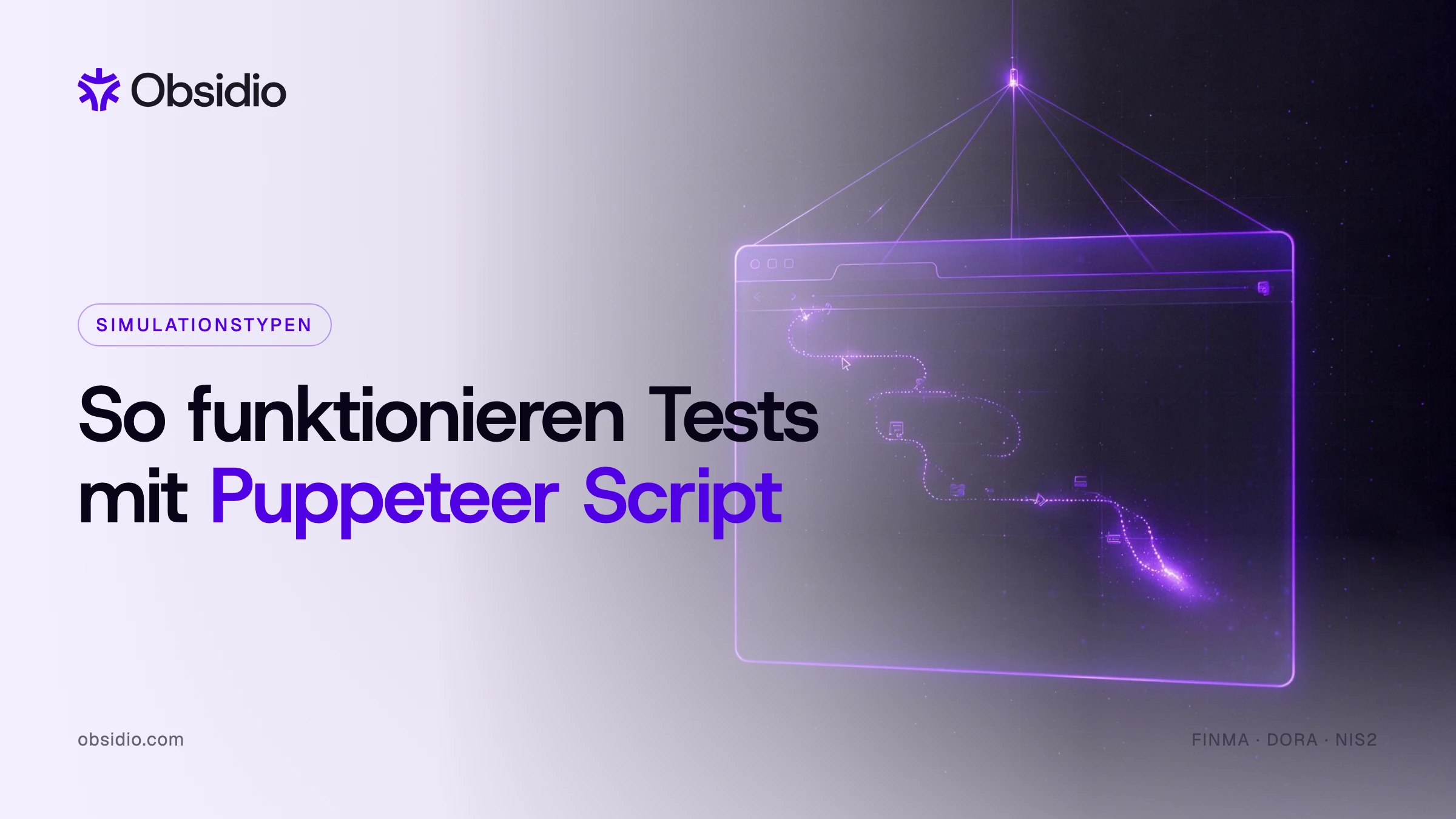 Ein Browserfenster an feinen Marionettenfäden mit eingezeichnetem Ablaufpfad – automatisierte Nutzertests